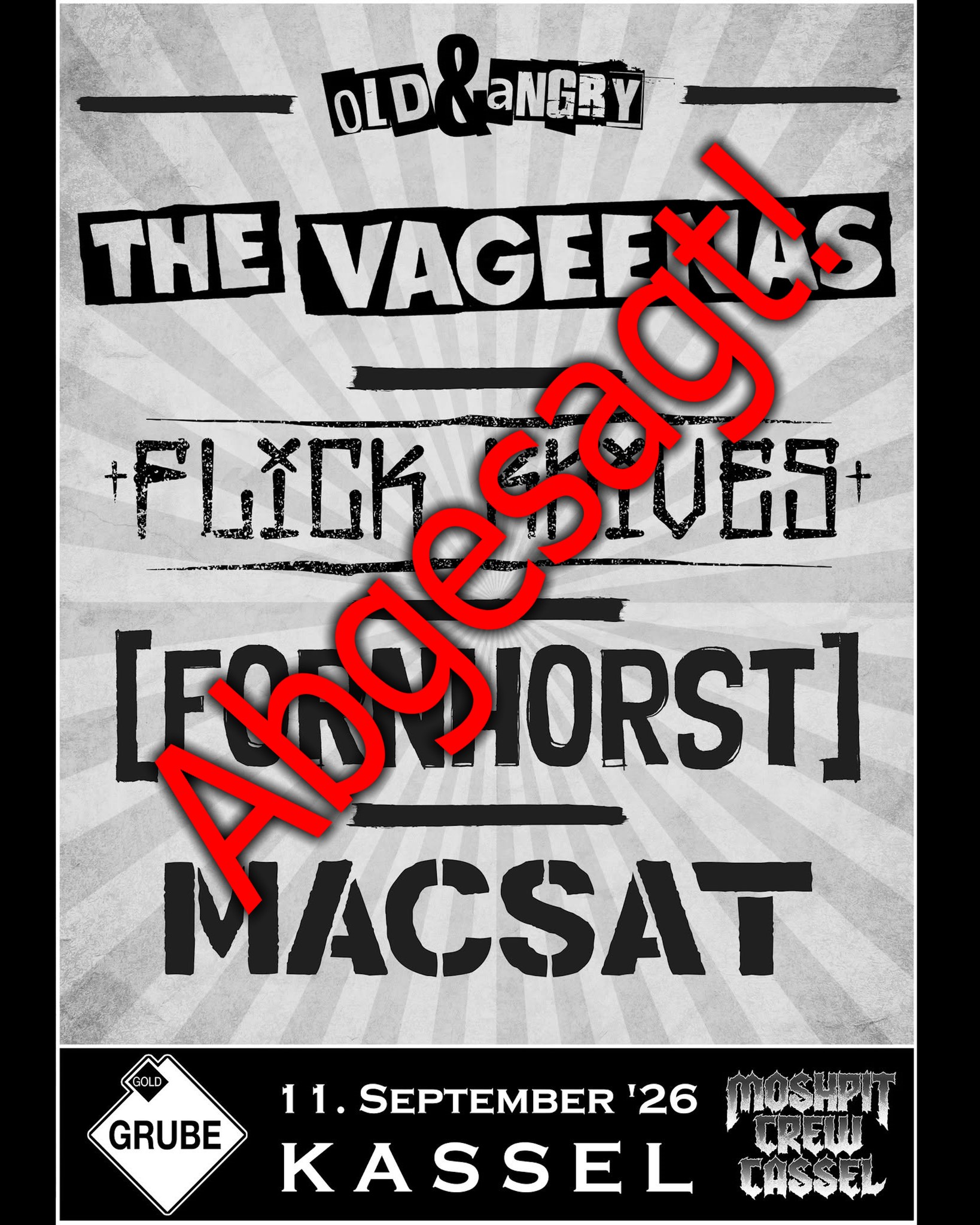 (Abgesagt!) THE VAGEENAS + FORNHORST + FLICK KNIVES + MACSAT